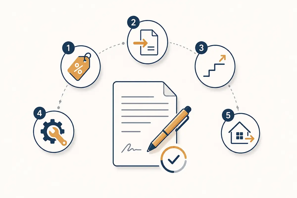 Checklist icon showing five questions to ask a solar lease or PPA provider