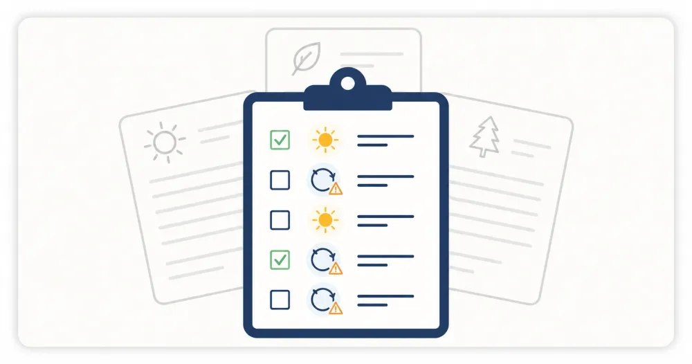 Infographic of a checklist showing five separate interconnection fee charges, split between one-time and recurring types, with faint state tariff documents in the background